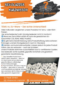 Viele Endkunden vergleichen unsere Produkte mit Temu- oder Wish-Preisen. Der entscheidende Punkt: Günstig bedeutet nicht EU-konform! ➡️ Ware aus Temu/Wish erfüllt oft nicht die gesetzlichen EU-Vorschriften (CE, RoHS, WEEE, ProdSG). ➡️ Es gibt keine Gewährleistung, keine Produkthaftung, keine sicheren Prüfungen und kein Rückgaberecht nach EU-Standard. ➡️ Händler und Automatenaufsteller müssen jedoch für jedes Produkt haften, das sie verkaufen – auch bei Schäden. Unsere Produkte stammen ausschließlich aus EU-zertifizierten Quellen. Das bedeutet: echte Qualität, geprüfte Sicherheit und gesetzlich garantierte Gewährleistung.